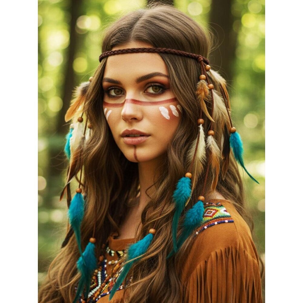 Boho Feather Headband Gypsy Headpiece for Women Festival Party Accessories - Picture 3 of 7